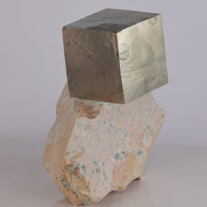 Raw Pyrite Cube on Host Rock from Spain