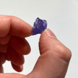 tanzanite crystal in hand