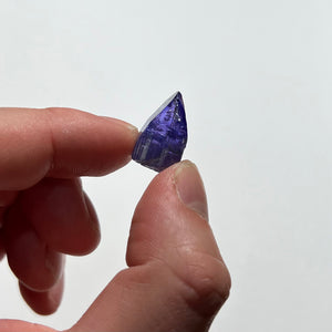 tanzanite crystal in hand