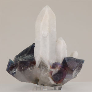 White Quartz Crystals With Multicolor Fluorite