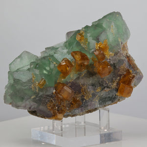 Orange Barite on Fluorite