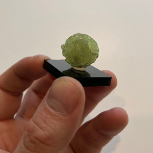 Bright apple green prehnite mineral specimen rounded crystal cluster
