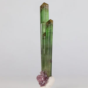 Green Tourmaline and lepidolite crystal cluster from brazil