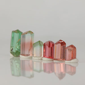 Tourmaline crystal set six pieces green pink natural specimens
