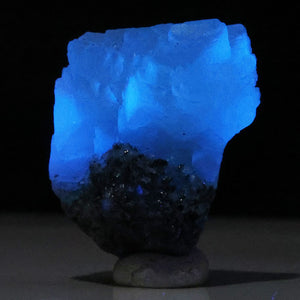 Fluorescent prehnite crystal blue UV Tanzania