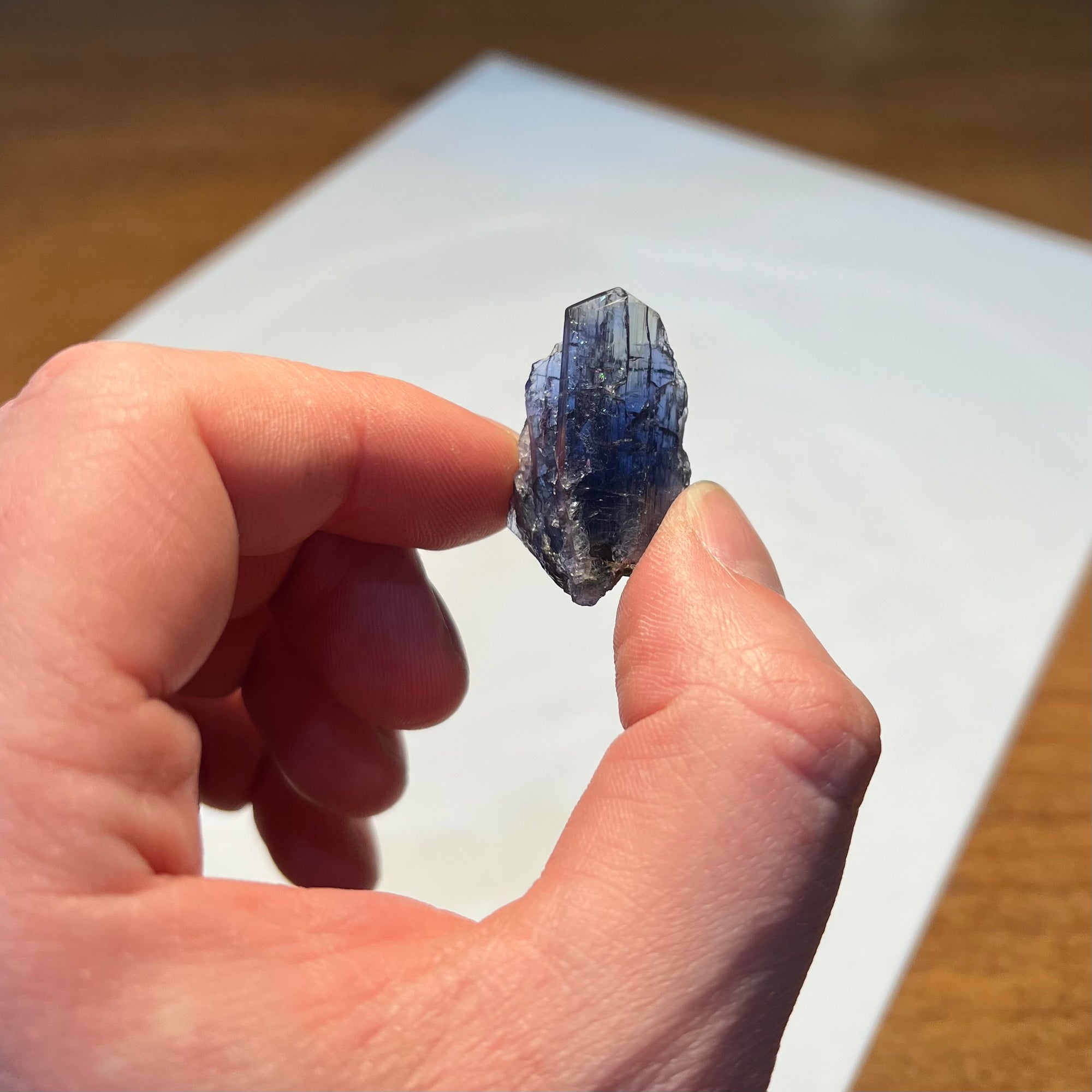 Raw uncut tanzanite crystal specimen