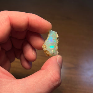 Welo Ethiopian opal rough in hand