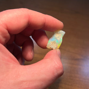 Welo Ethiopian opal rough in hand