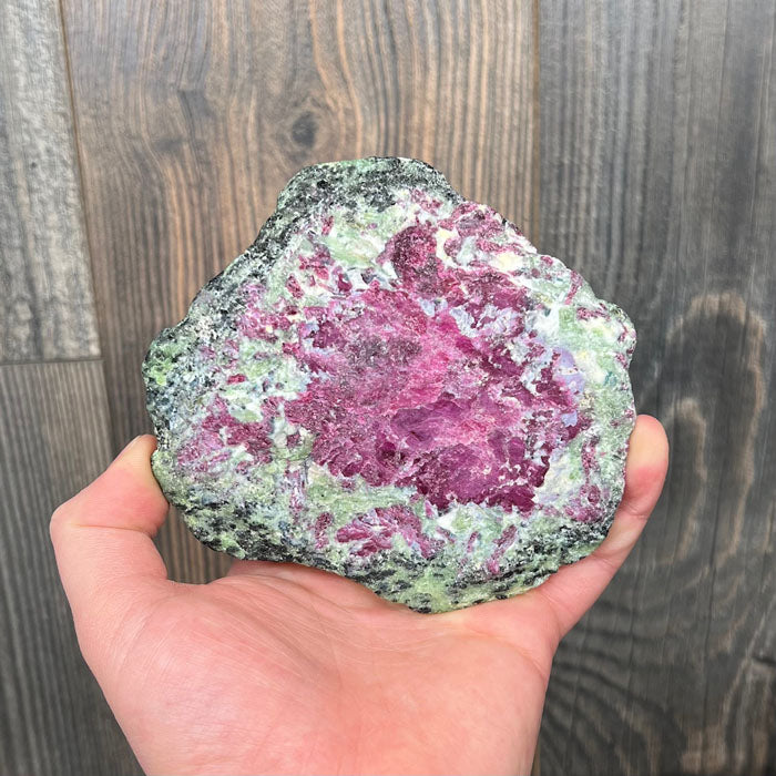 raw red ruby crystal in zoisite