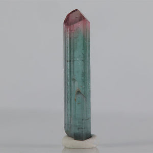 Pink green tourmaline crystal elongated specimen