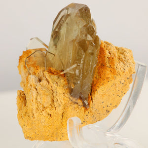 Green barite in host rock from peru crystal mineral specimen