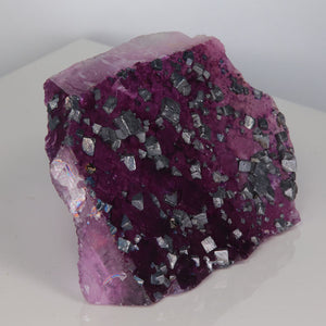 purple fluorite with metallic galena crystals