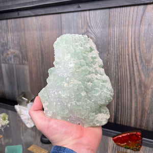 Chinese Green Fluorite on Quartz Mineral Specimen
