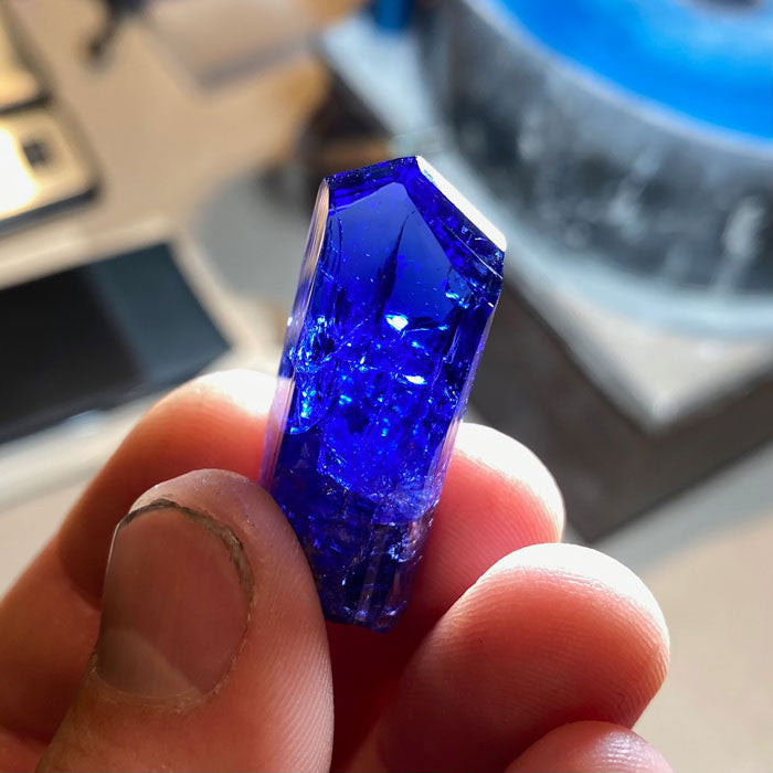 Deep Blue Large Tanzanite Crystal Specimen D Block