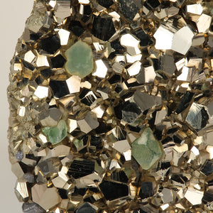 cubic pyrite crystals with green fluorite accents