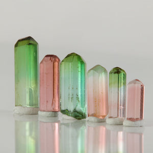 six piece tourmaline crystal set africa natural terminated crystals
