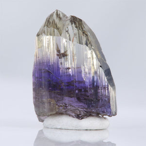 Violet yellow bicolor tanzanite crystal