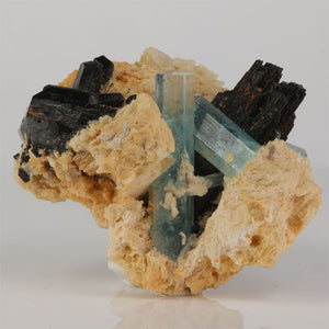 multi mineral specimen aquamarine schorl albite