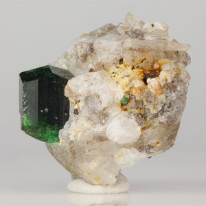chrome tourmaline crystal on quartz matrix Tanzania specimen