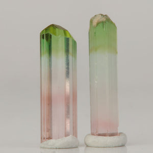 bi color tourmaline crystal pair congo green pink natural specimen