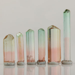 congo tourmaline crystal parcel with green pink color zoning six pieces