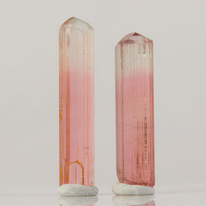 pink tourmaline crystal pair congo natural terminated slender crystals