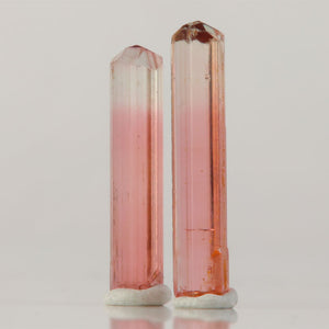 natural pink tourmaline specimen duo elongated crystals africa