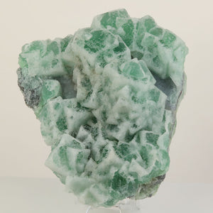 Frosted green fluorite crystal cluster from China