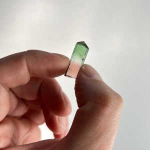 Green clear and pink tourmaline crystal specimen from congo