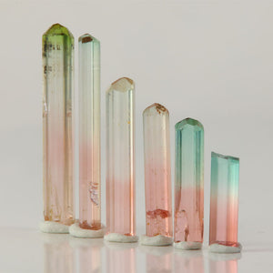 tourmaline crystal lot congo elongated crystals pink green color zoning