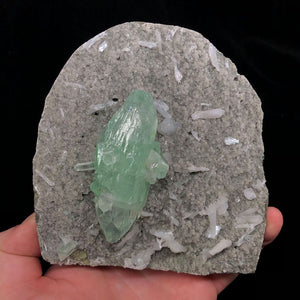 Raw Green Apophyllite Crystal on Matrix Indian Zeolite