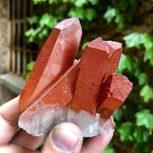 Hematite included quartz crystals