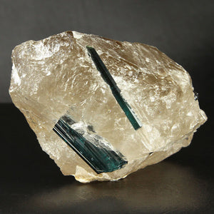 Blue Green Indicolite Tourmaline Crystals in Quartz