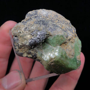 124g Raw Green Garnet Crystal on Matrix