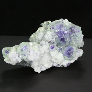 Light Green and Purple Fluorite on white Quartz