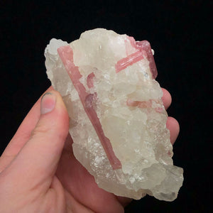 Raw Pink Tourmaline on Quartz Brazil