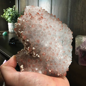 Hematite Included Quartz Crystal Cluster with Dolomite