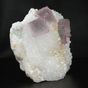 Purple Fluorite Octahedrons on Quartz