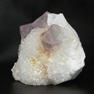 Purple Fluorite Octahedrons on Quartz