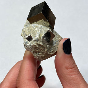 Pyrite Crystal Cubes in Host Rock Raw