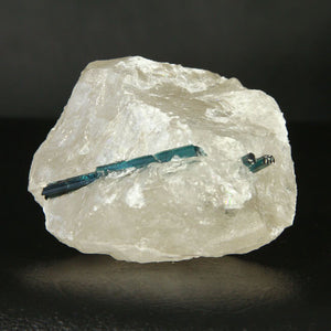 Blue Tourmaline Crystals in Clear Quartz