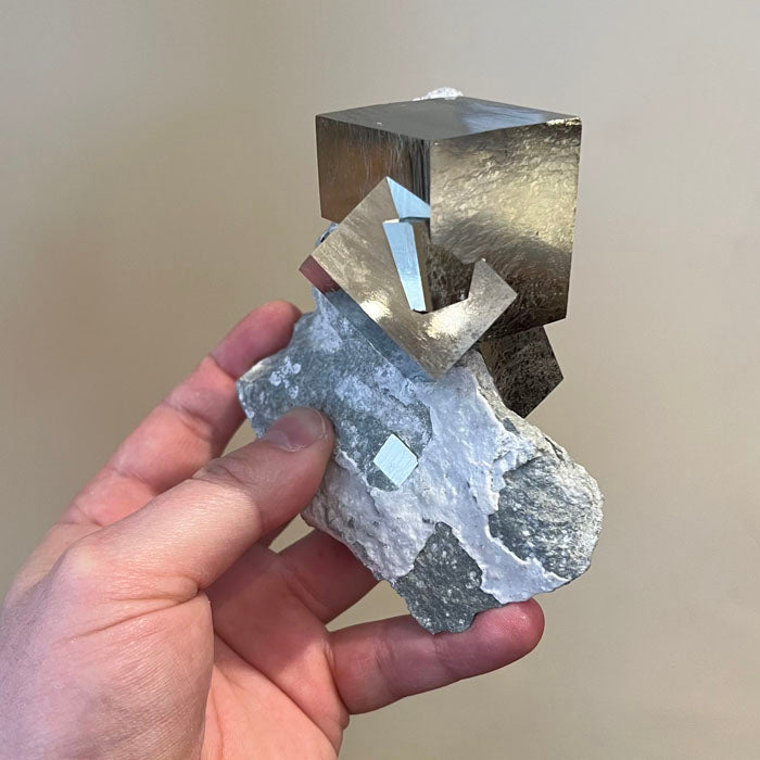 Raw natural pyrite cube cluster