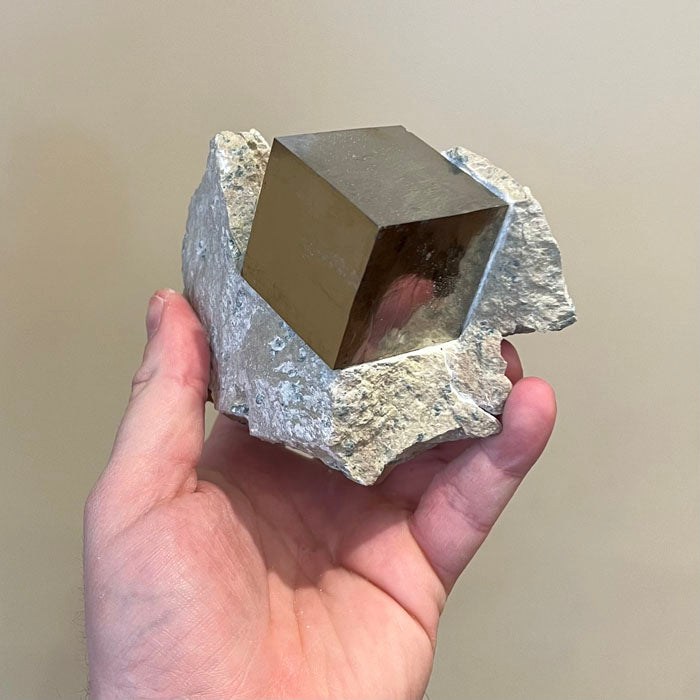 Raw Natural Pyrite Crystal Cube from Spain