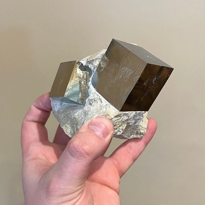 Raw Pyrite Cubes on Marl Limestone Matrix