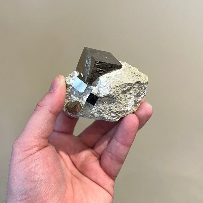 Pyrite Crystal Cluster on Host Rock