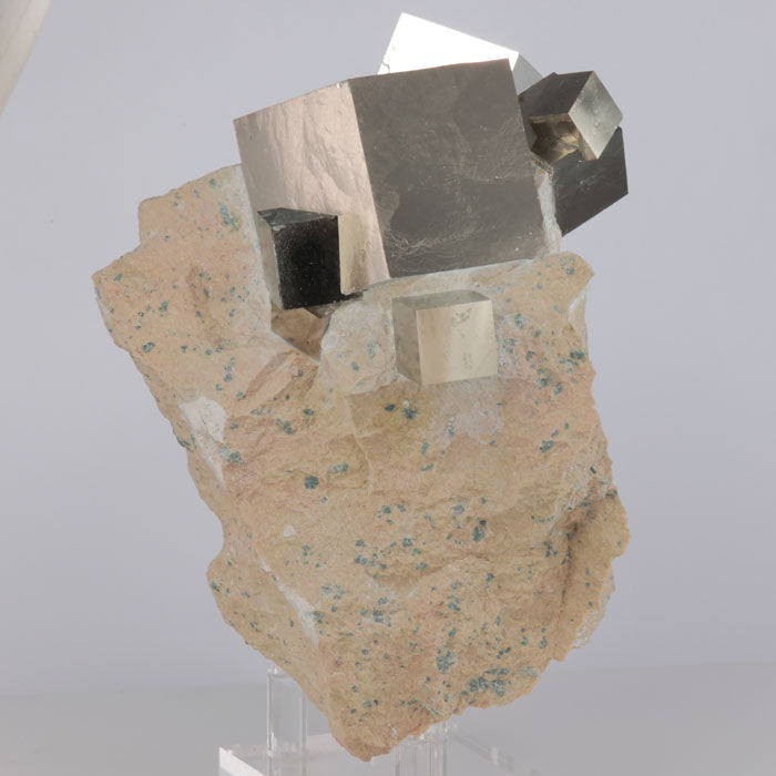 Raw Pyrite Cubes from Spain on Rock
