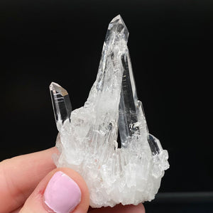 clear transparent quartz crystal cluster