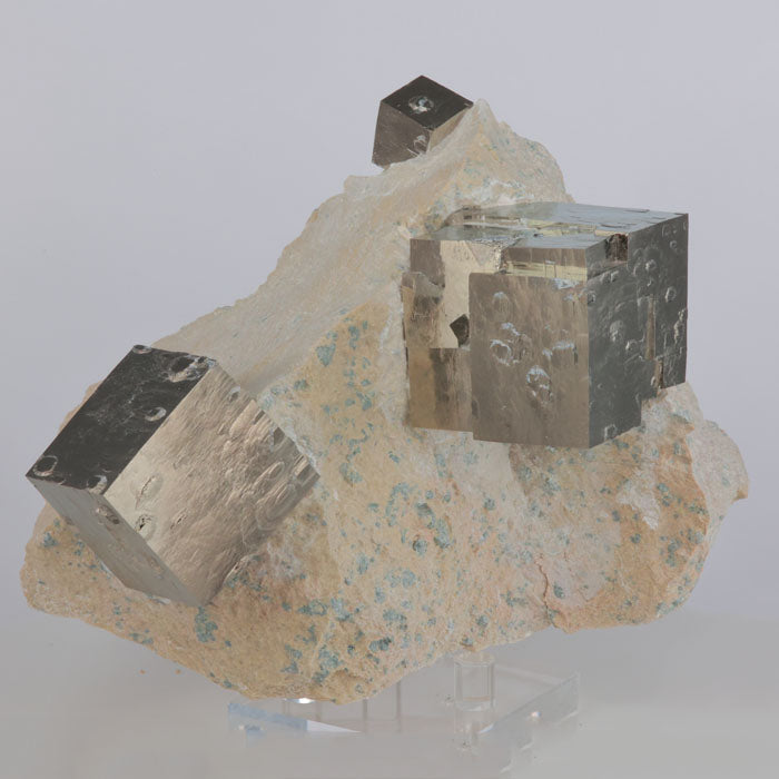 Cubic Iron Pyrite Crystal Specimen on Host Rock