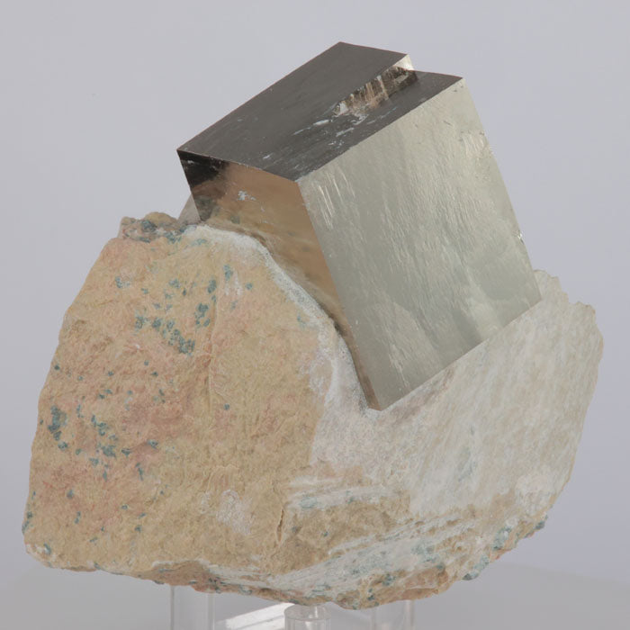Spanish Metallic Pyrite Crystal on Host Rock Limestone