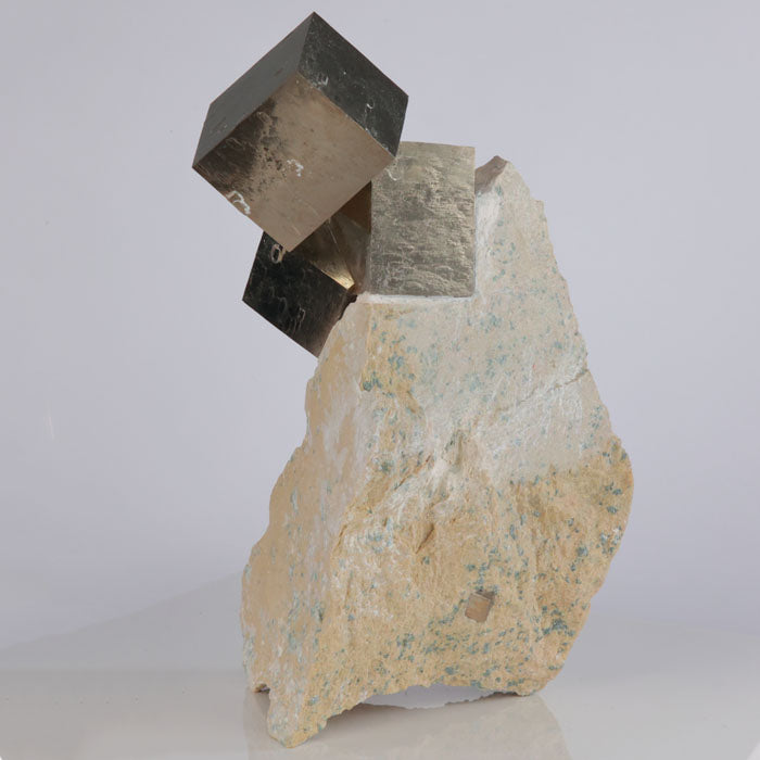 Spanish Pyrite Cubes on Limestone Rock